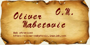 Oliver Mabetović vizit kartica